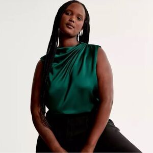 NEW! Abercrombie & Fitch green satin sleeveless shirt